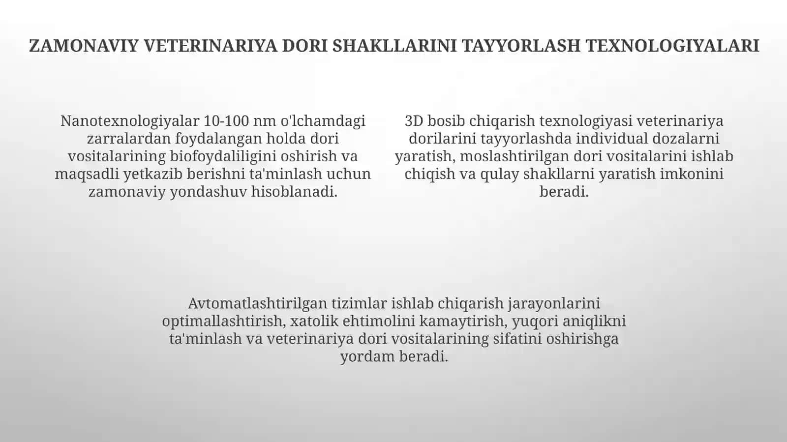 Veterinariya dori shakllarinitayyorlashtexnologiyasi 4