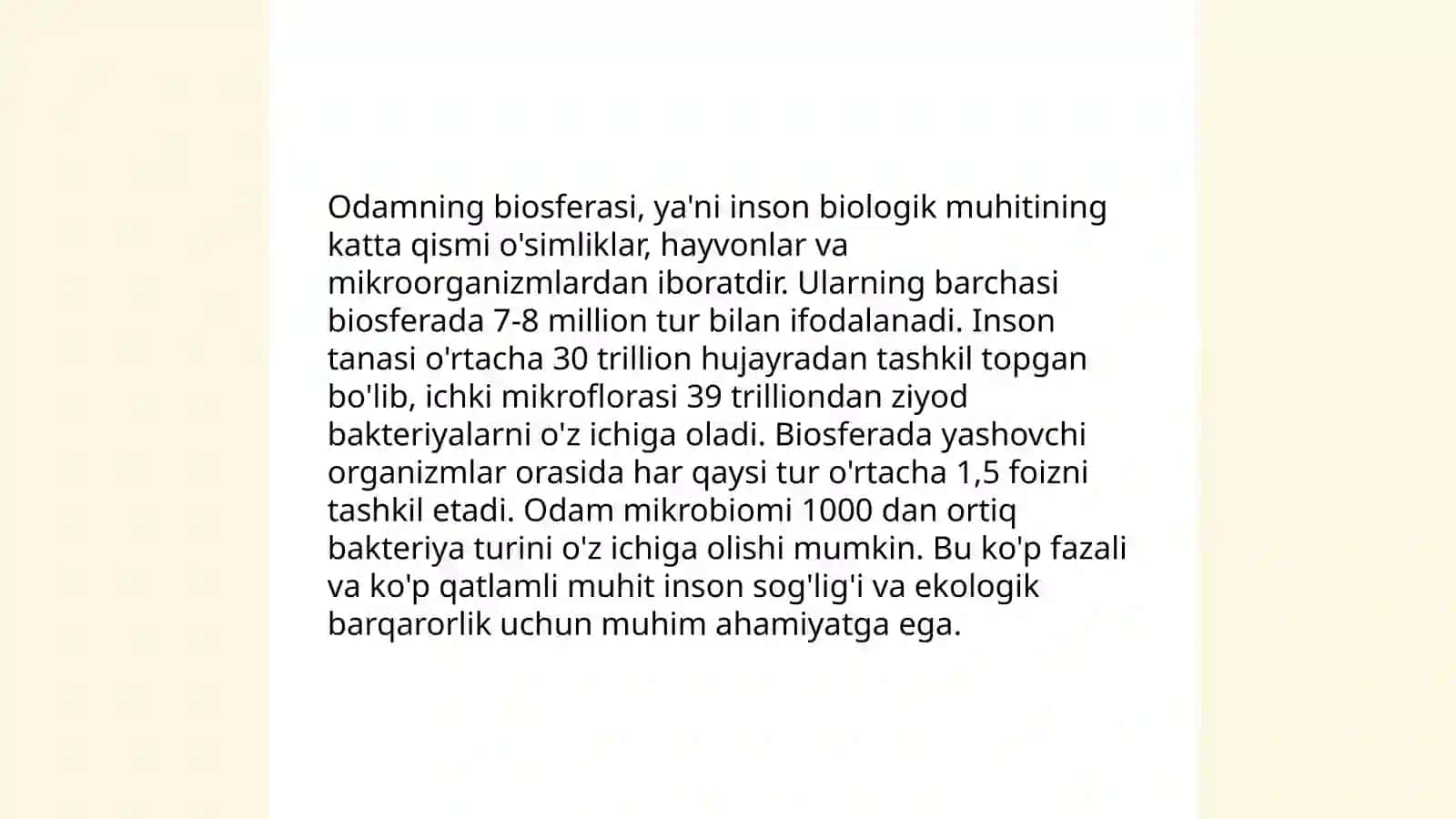 Ekologiya. Odam biosferasi. Odam ekologik adaptip tiplari 4
