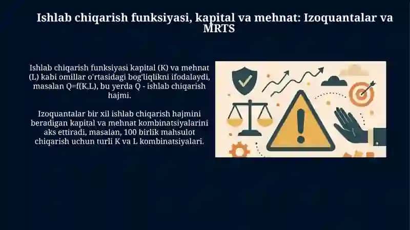 Ishlab chiqarish nazariyasi va xarajatlari minimallashtirish shartlari 4