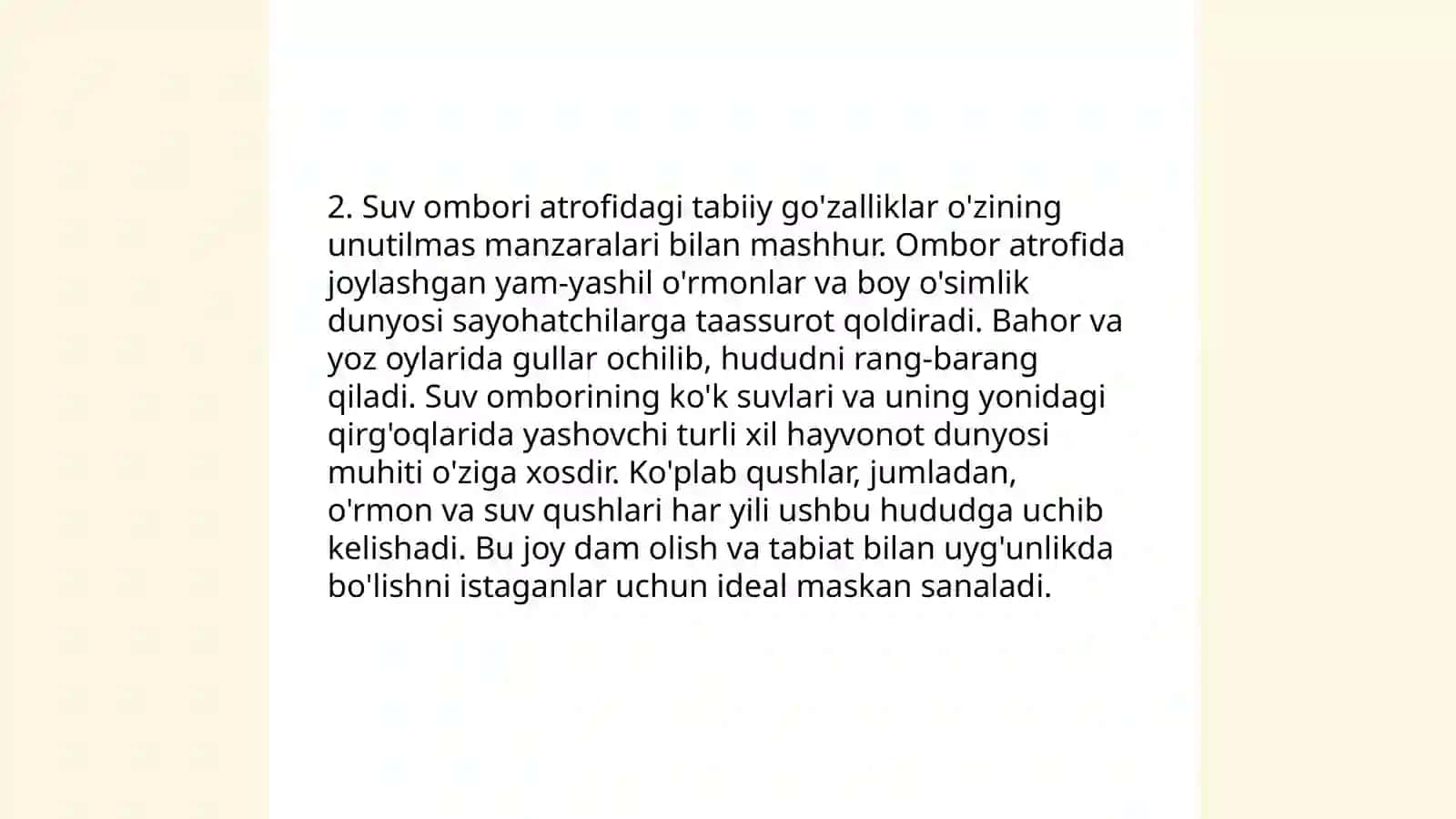 Kattaqoʻrgʻon suv ombori turizm istiqboli 4