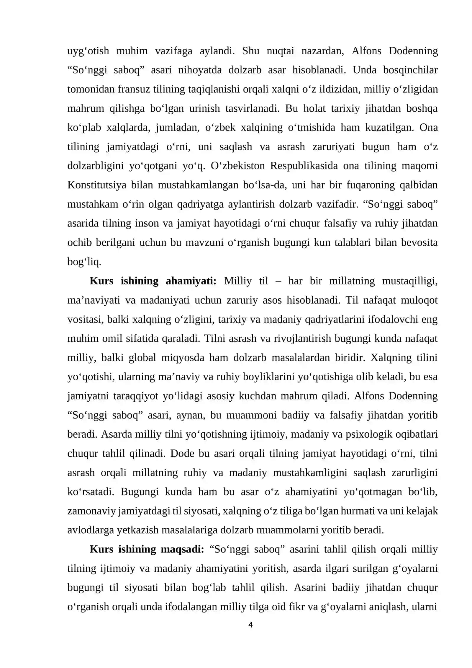 Alfons Dodening "So'nggi saboq" asarida milliy tilning ahamiyati 4
