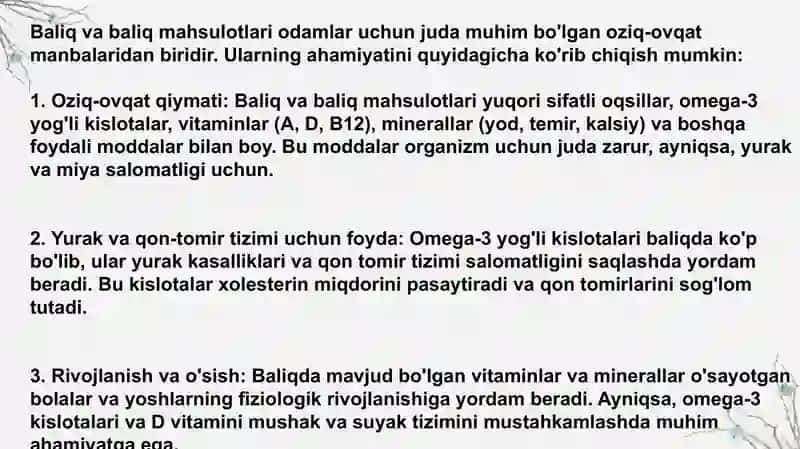 Baliq va baliq mahsulotlari 4