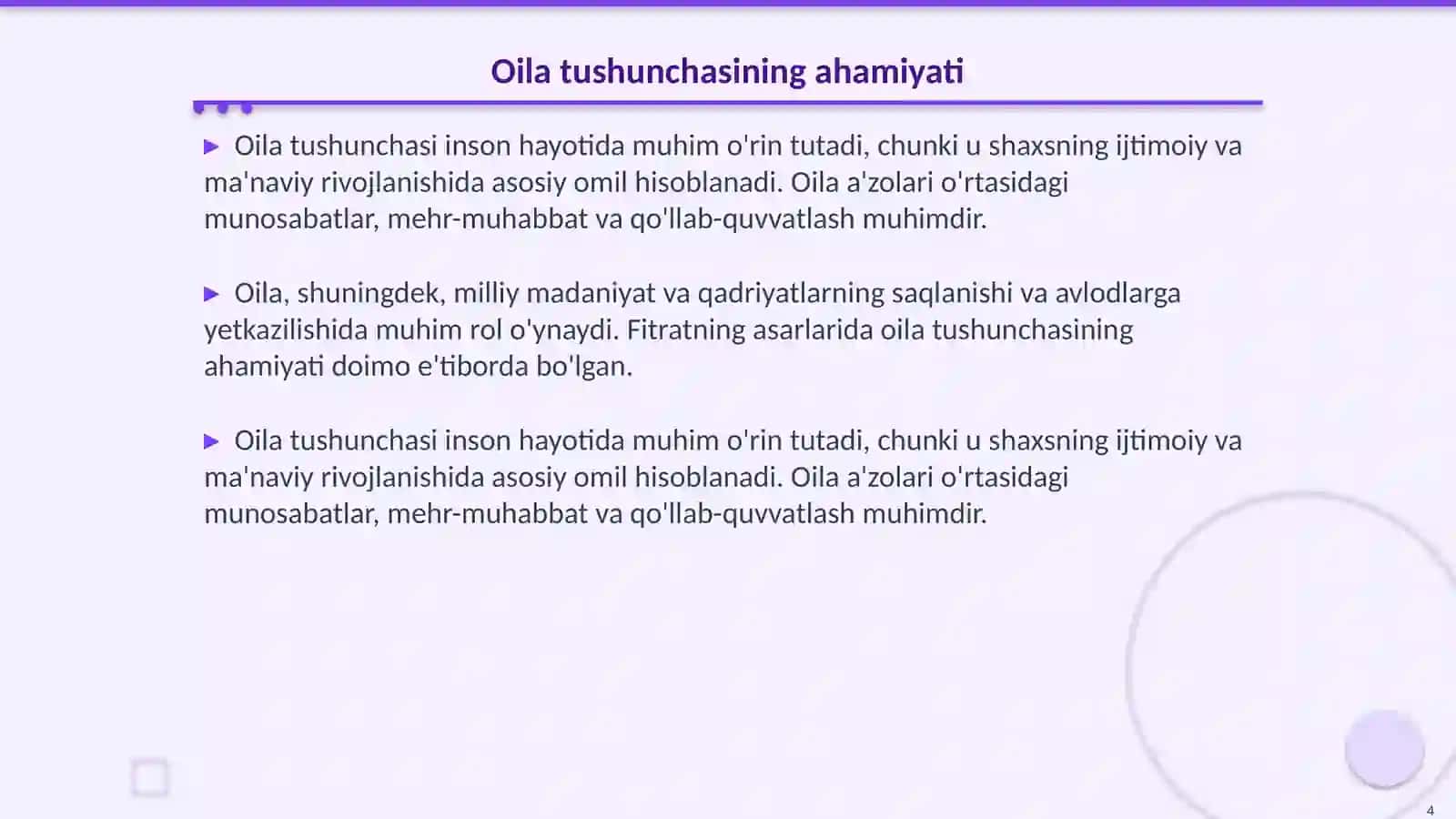 A.Fitratning “Oila asari”dagi oila qurish tartiblari va farzand tarbiyasiga oid gʻoyalarboʻyicha esse tayyorlash 4