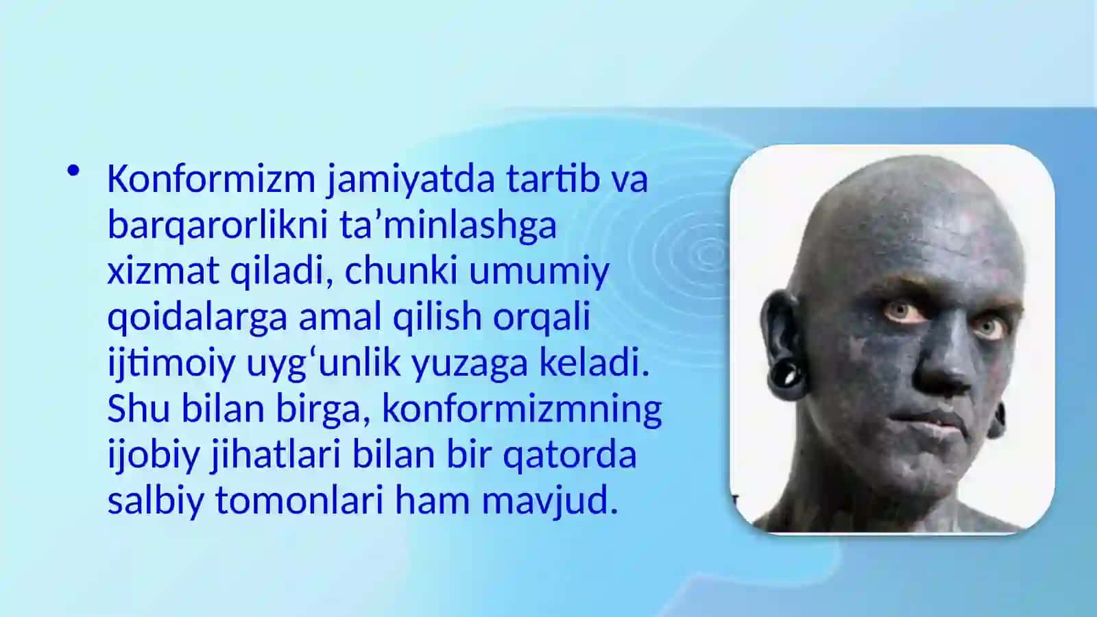 Konformizm va ijtimoiy moslashuv. Insonning ijtimoiy qoidalarga munosabati 4