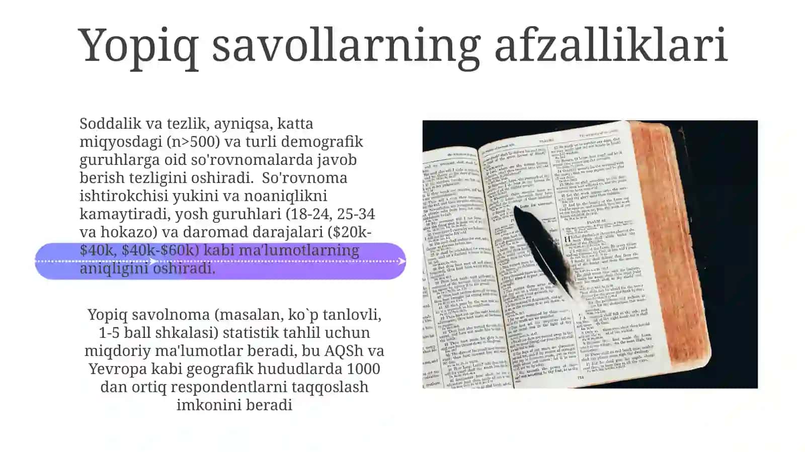 Anketa.Ochiqvayopiqsavollar,ularningavzalliklarivakamchiliklari 4