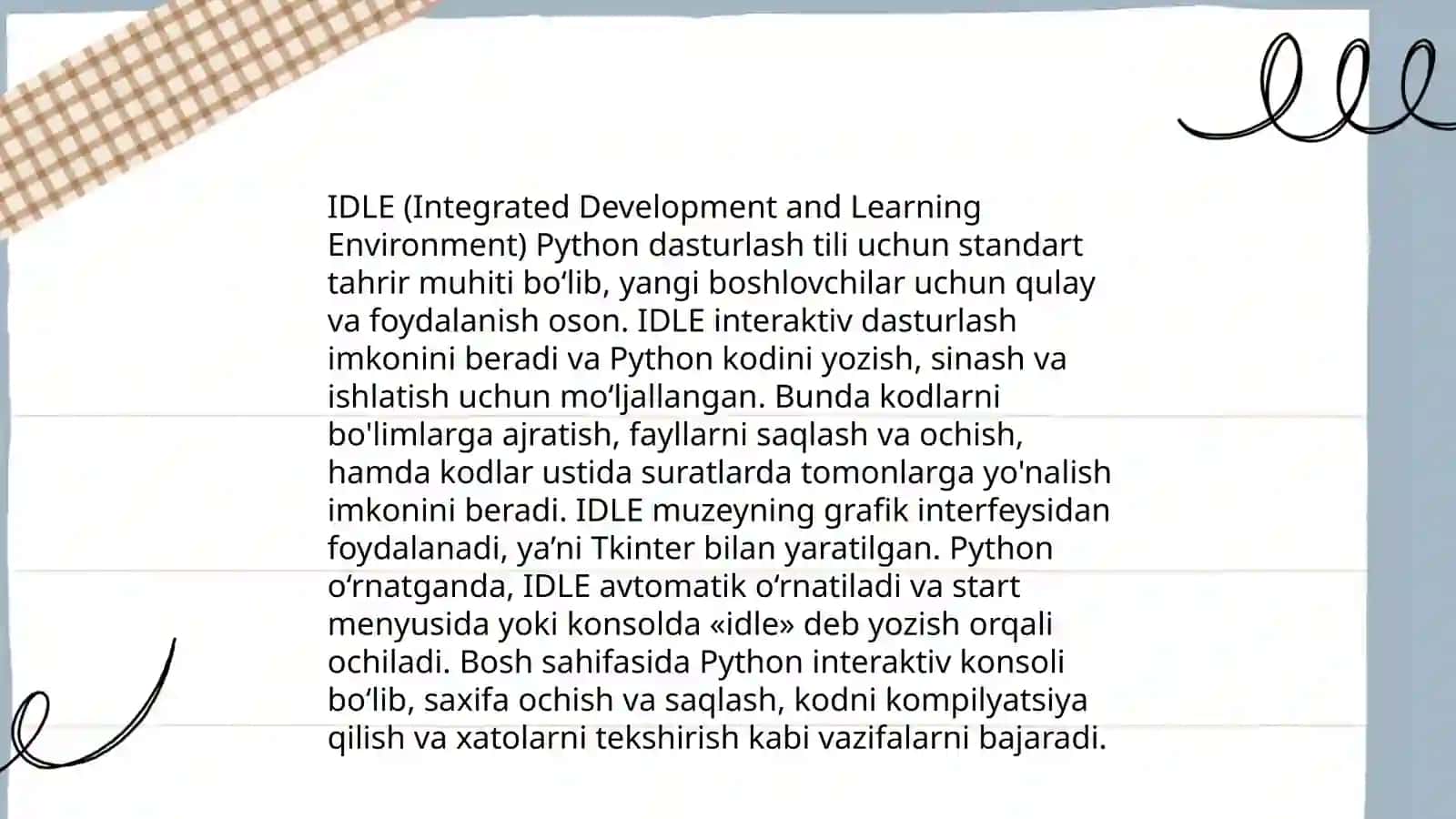 Python dasturlash tilining IDLE rejimida interaktiv dastur yaratish 4