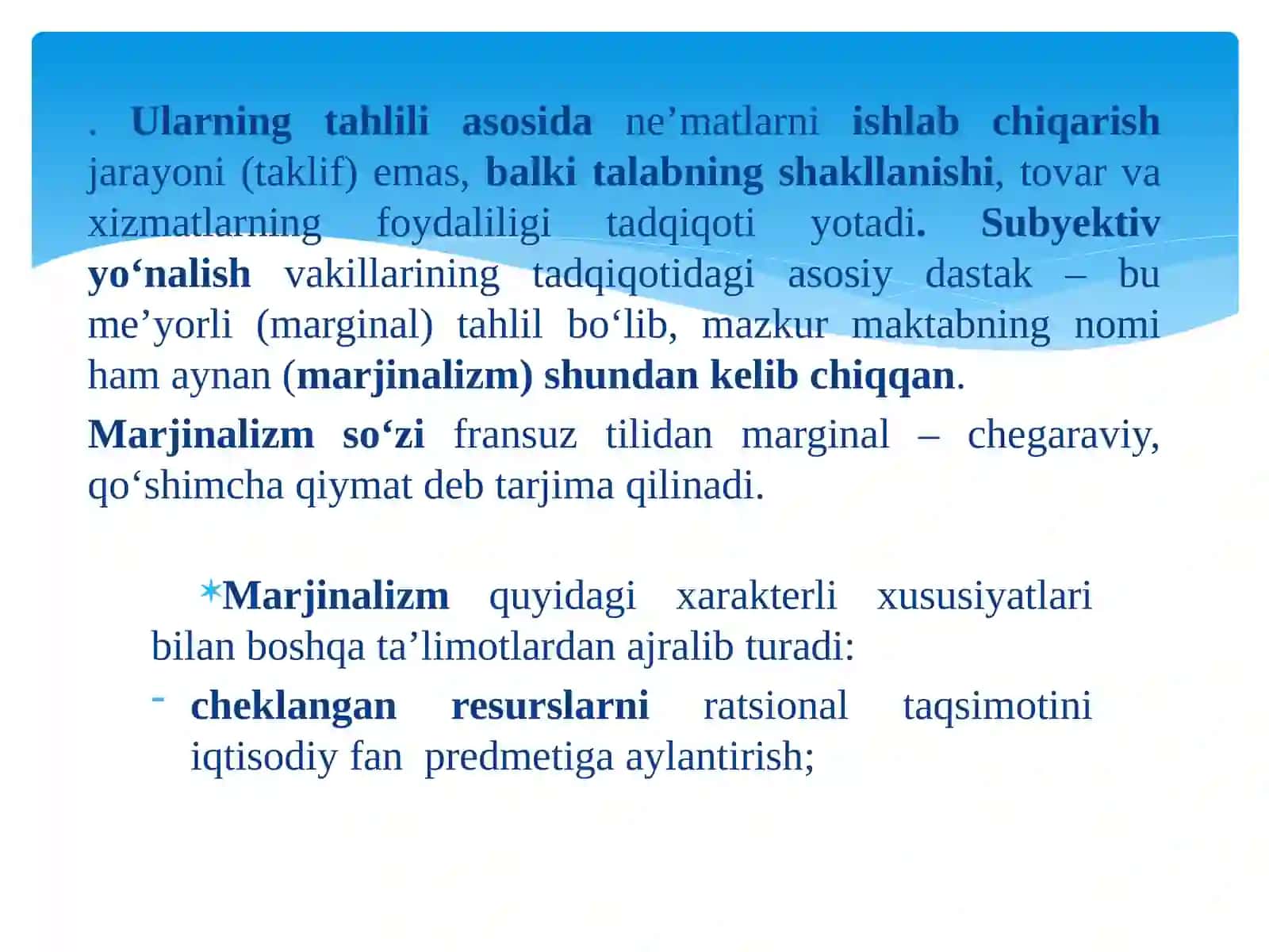 Marjinalizm ta'limoti neoklassik iqtisodiy maktablar 4