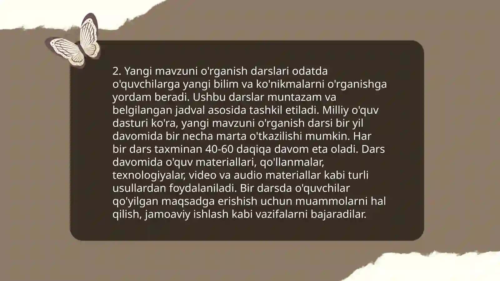 Ona tili darslari turlari. Ta'limiy va nazorat darslarini tashkil etish 4