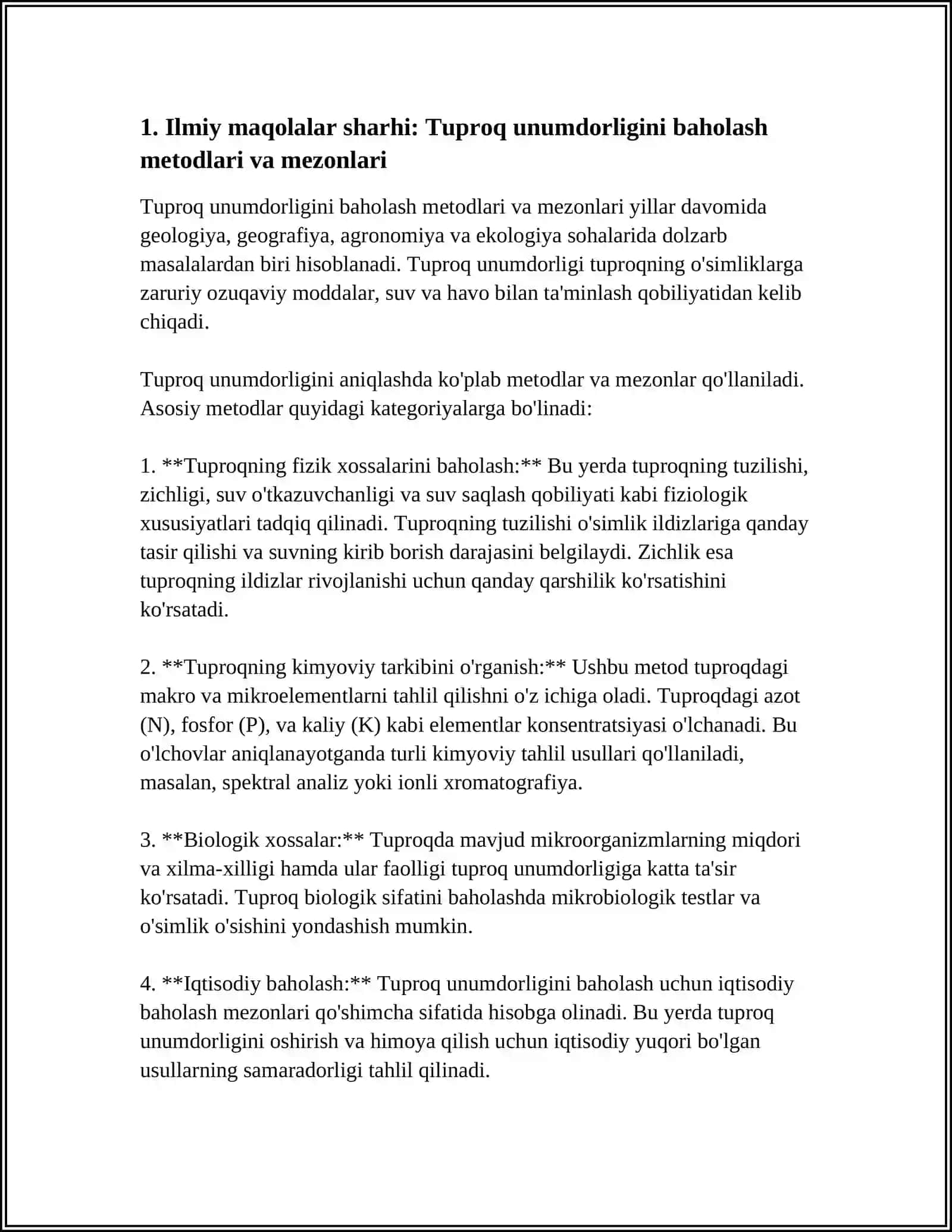 TUPROQ UNUMDORLIGI VA STRUKTURASINI YAXSHILASHGA QARATILGAN ILMIY MAQOLALARNI SHARHI 4