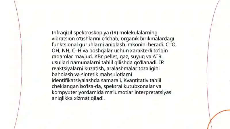 Organik moddalarni spektral usulda tadqiq qilish fanining asosiy tushunchalari hamda fannning rivojlanishi va istiqbollari 4