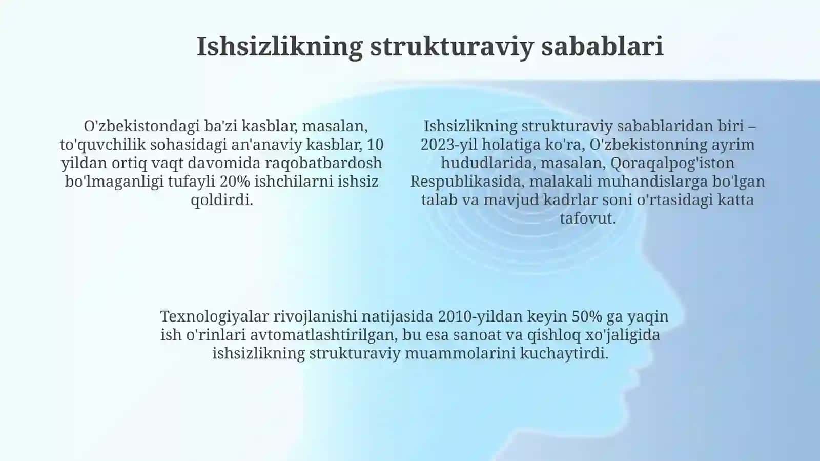 Ishsizlikning kelib chiqish sabablari va namoyon bo'lish shakllari 4