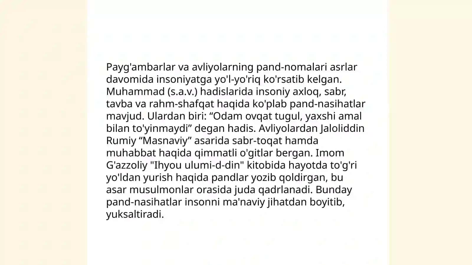 Qadimgi pand-nomalarning ta'lim-tarbiyaviy ahamiyati 4