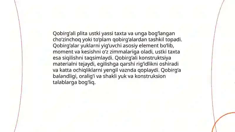 Zo’riqtirilimagan armaturali plitali va qobirg’ali oraliq qurilmalarning konstruksiyalari 4