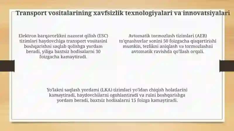 Yo'l transportida xavfsizlikni nazorat qilish tizimlari 4