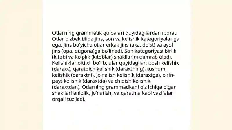 Ot, sifat sòz turkumlarini òrganish yuzasidan 3 - 4 - sinflar uchun metodik tavsiyalar ishlab chiqish 4