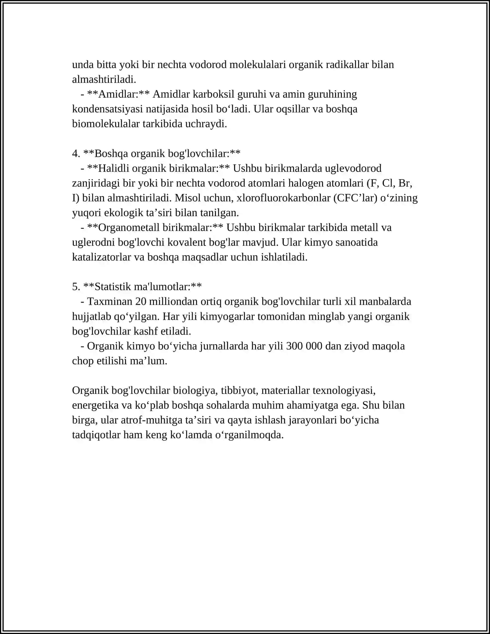 ORGANIK BOG'LOVCHILARNI TASNIFI VA TASIRI 4