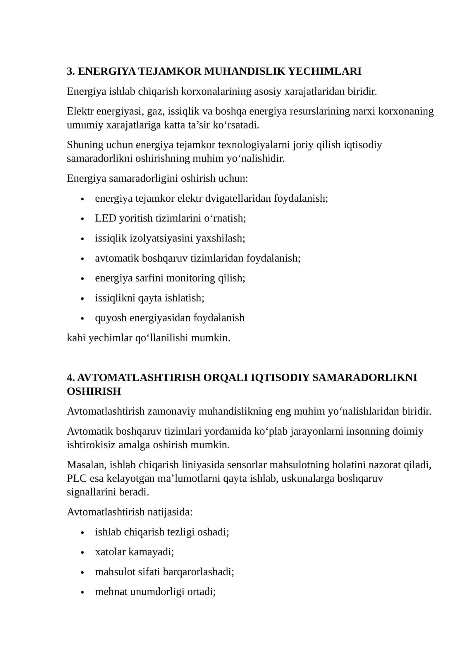 MUHANDISLIK YECHIMLARI ORQALI IQTISODIY SAMARADORLIKNI QANDAY OSHIRISH MUMKIN? 4