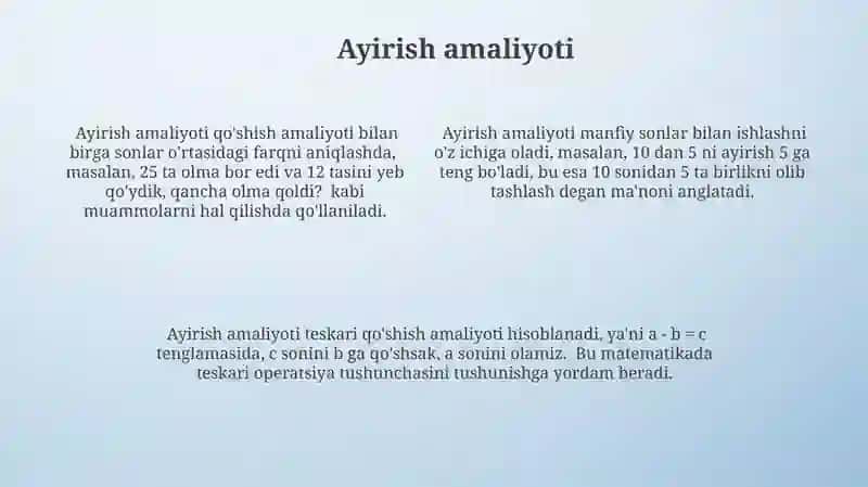 Qo'shish, Ayirish, Ko'paytirish va Bo'lish Amalini Ma'nosi Ochib Berish 4