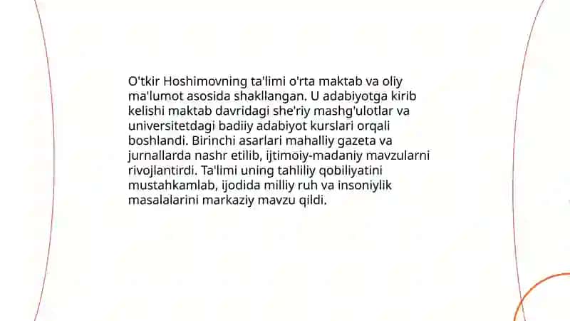O'tkir Hoshimov hayoti va ijodlaridan namuna 4