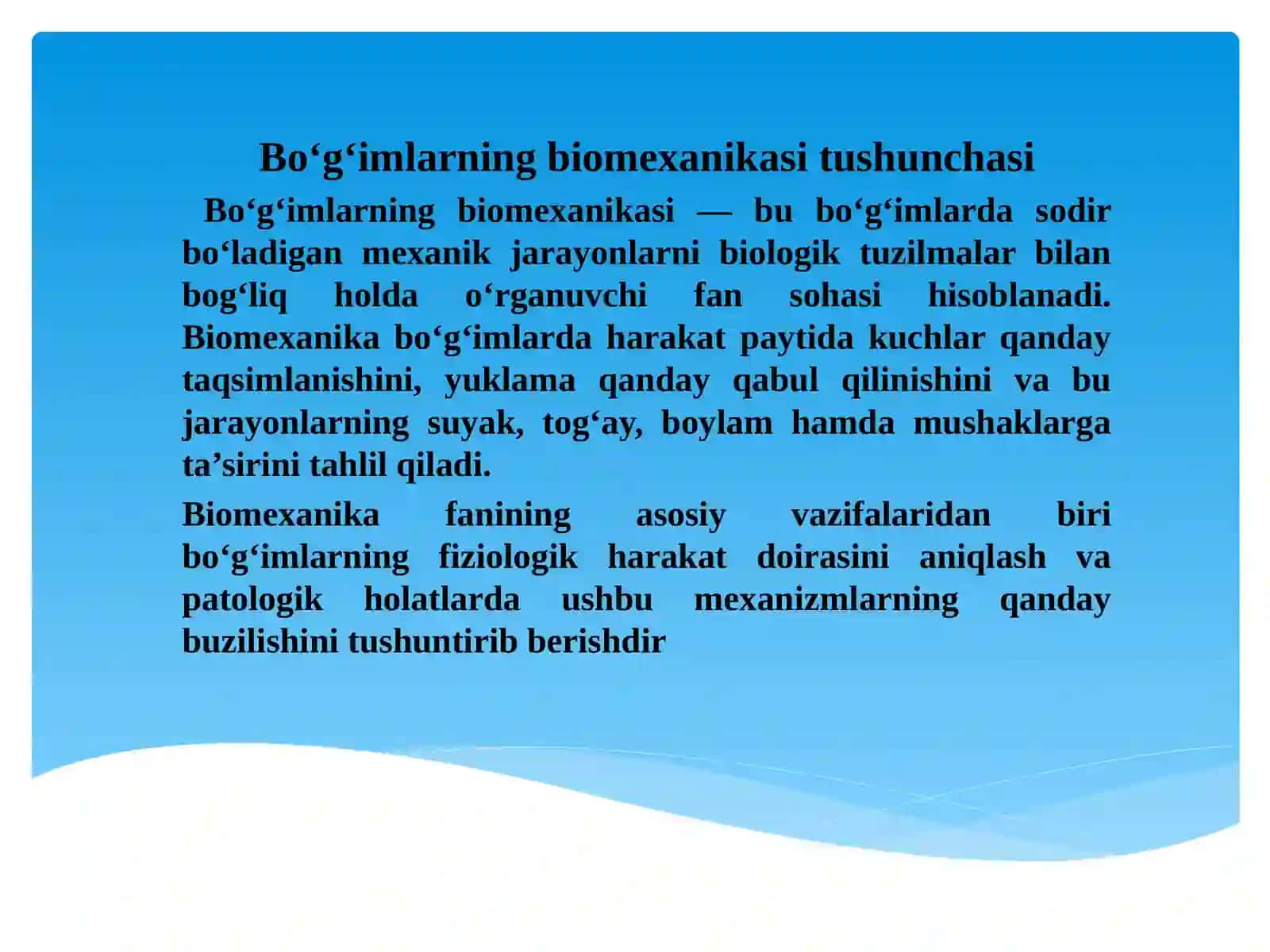 Bo’g’imlarning biomexanikasi.Birlashmalarning rentgen anatomiyasi 4