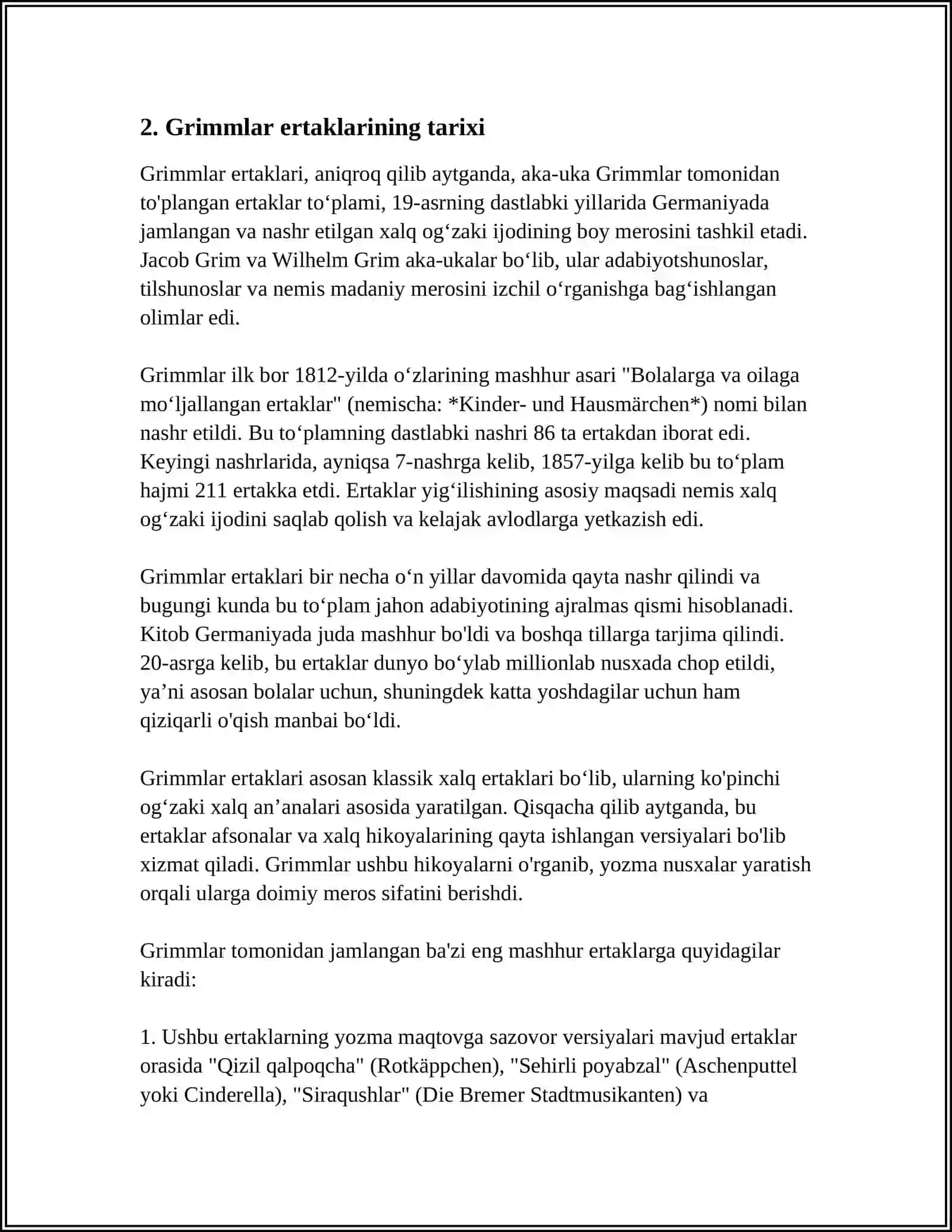 AKA -UKA GRIMMLAR IJODI. ULARNING ERTAKCHILIK FAOLIYATLARI 4