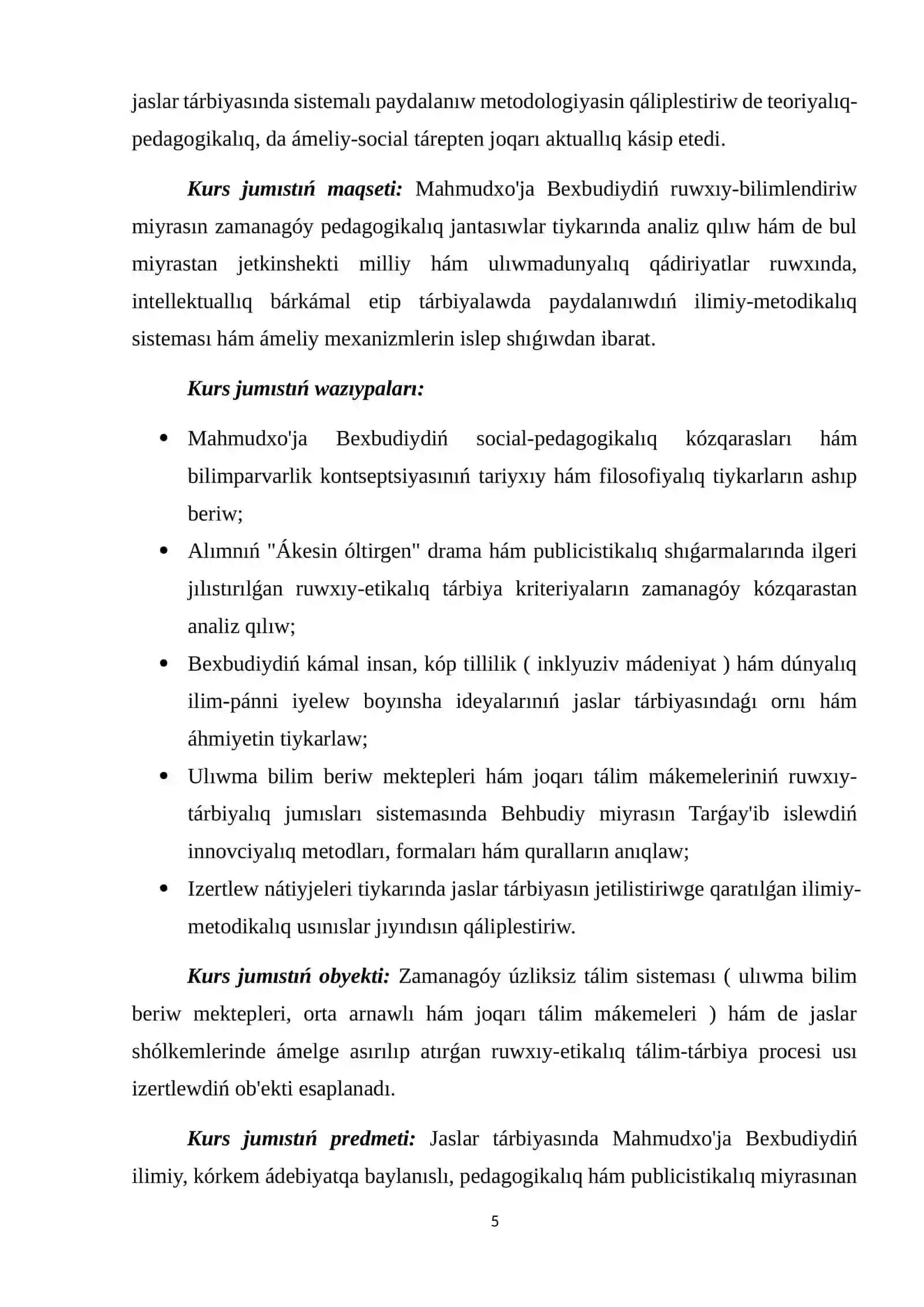 Jaslar tárbiyasında Maxmudxo’ja Behbudiydiń mánáwiy miyraslarınan paydalanıw 4