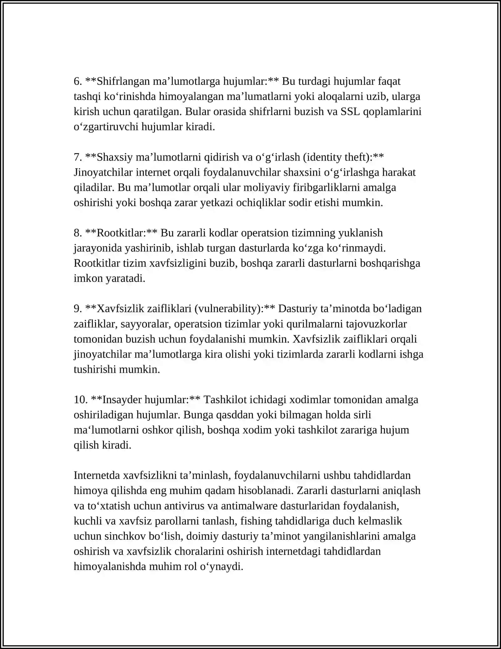 INTERNETDAGI TAHDIDLARDAN HIMOYALANISH 4