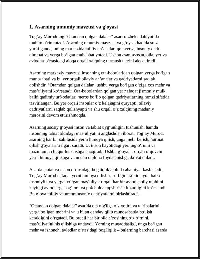 TOGʻAY MURODNING “OTAMDAN QOLGAN DALALAR" ASARI 4