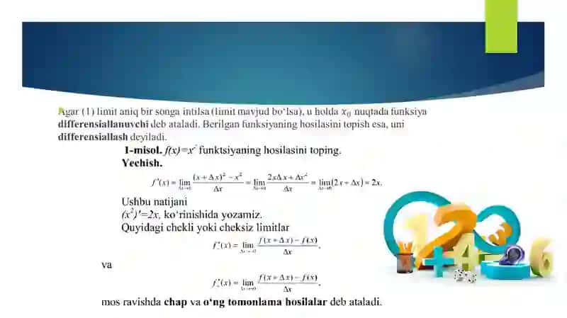 Hosila va uni hisoblash qoidalari 4