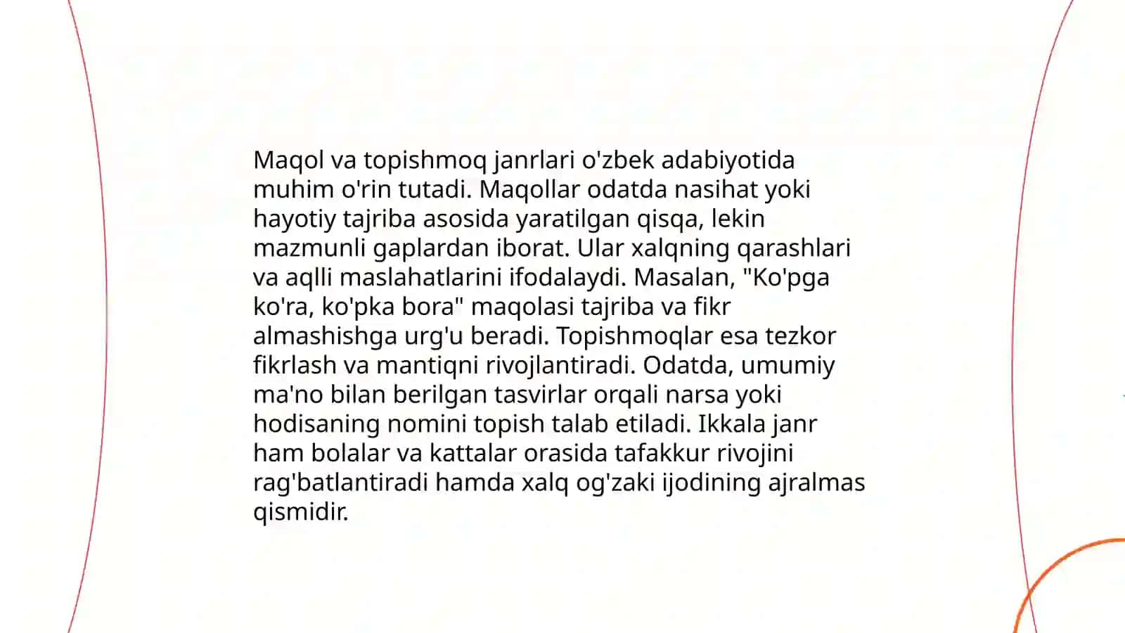 Maqol va topishmoq janriga xos matnlar ustida ishlash 4