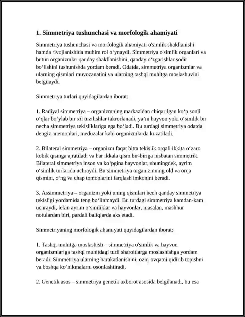 ASOSIY MORFOLOGIK QONUNIYATLAR: SIMMETRIYA TURLARI, METAMORFOZ 4