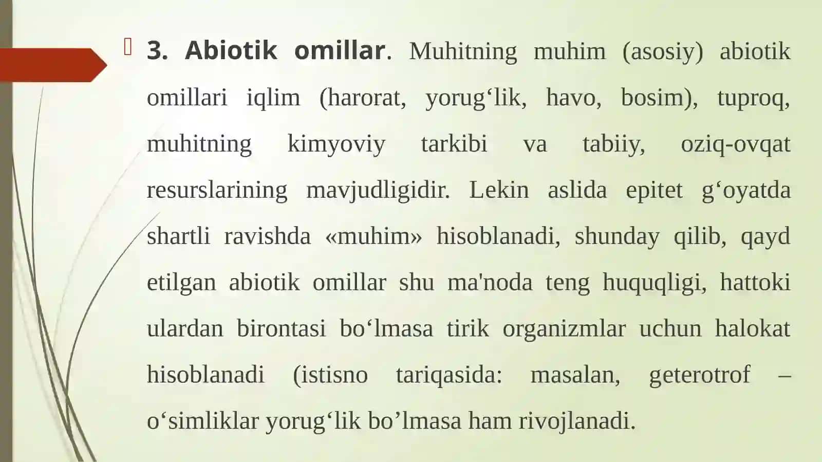 EKOLOGIK OMILLAR.MUHIT VA MOSLANISH TUSHUNCHALARI 4