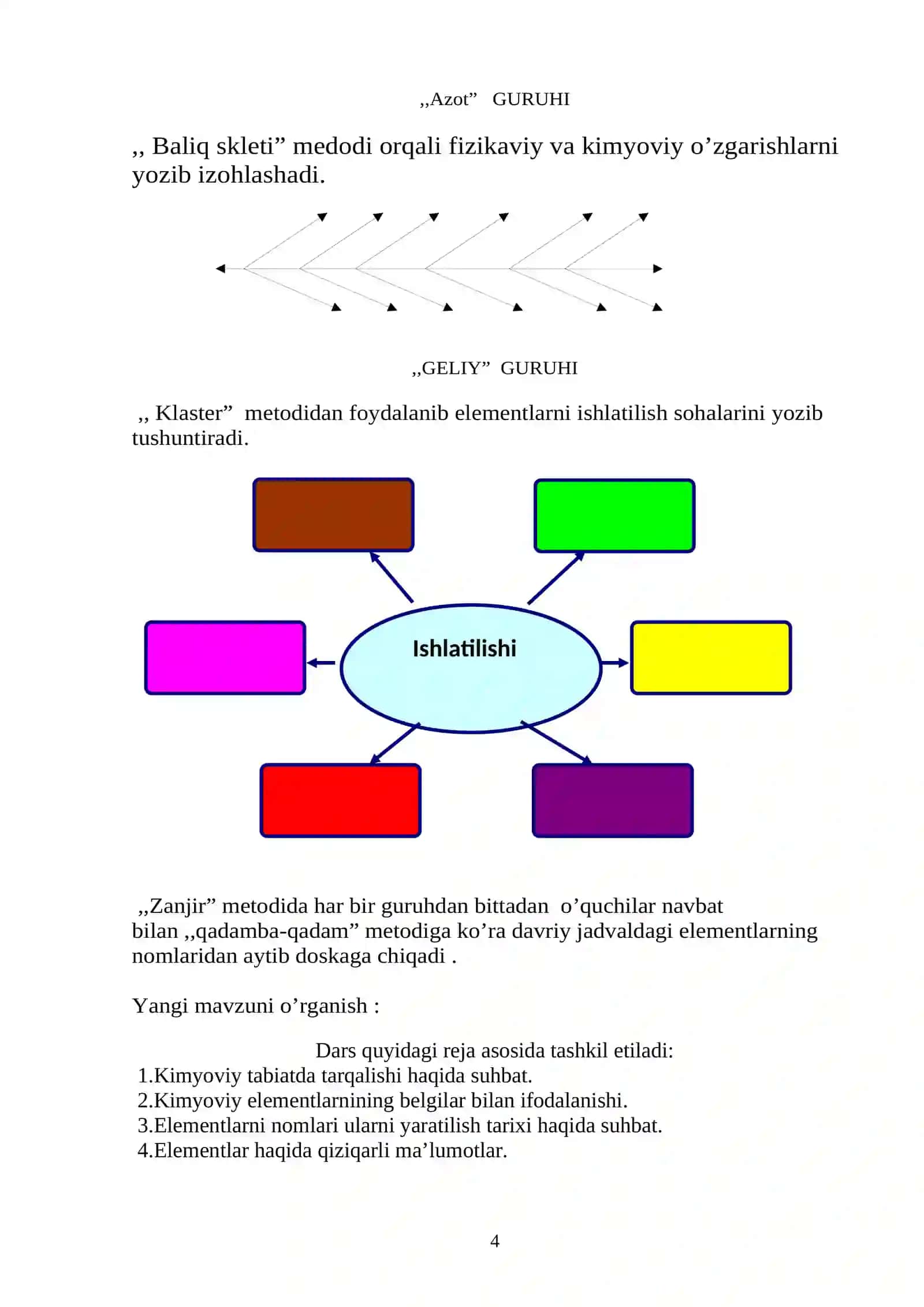 7-sinf Kimyo fanidan Kimyoviy element, kimyoviy belgi mavzusida ochiq dars ishlanma 4