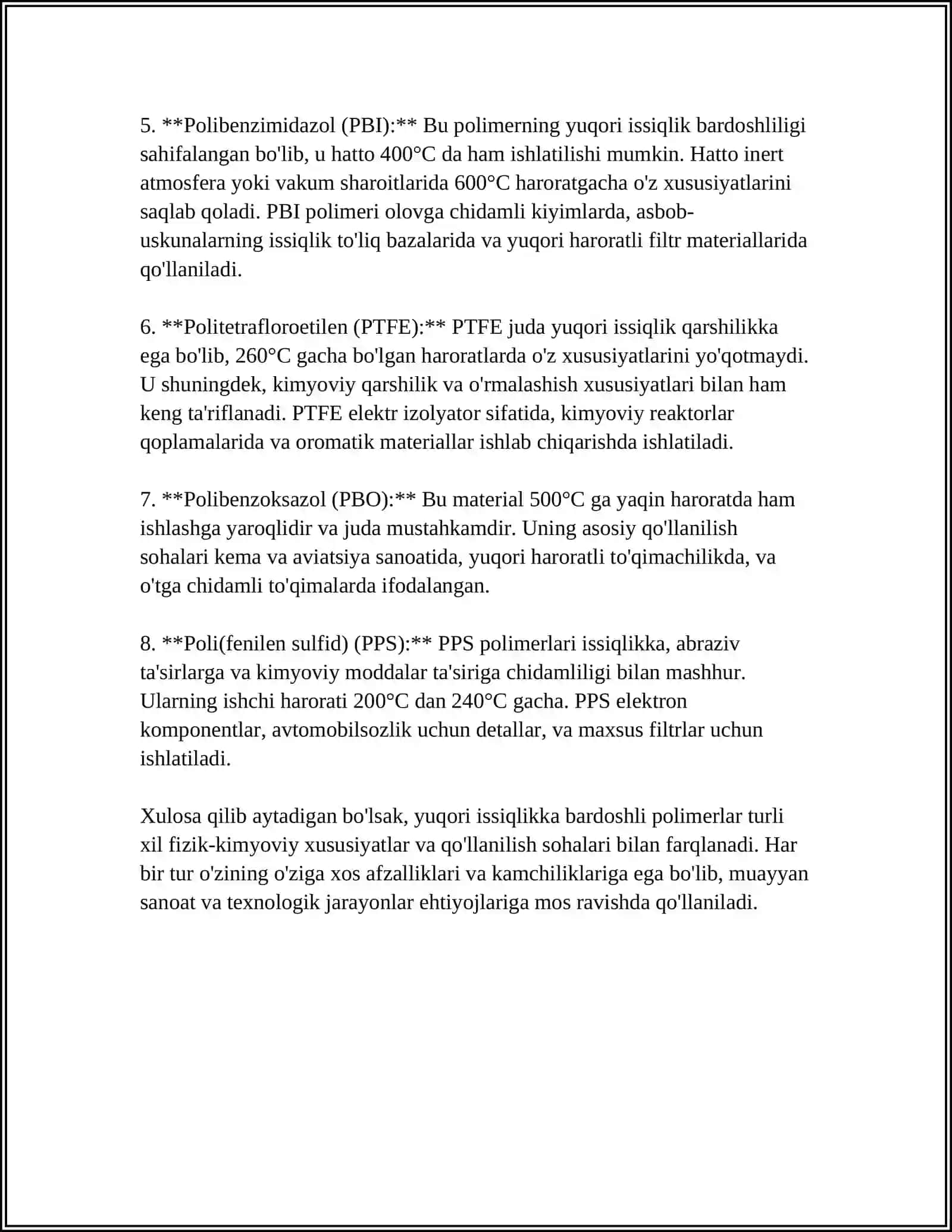 YUQORI ISSIQBARDOSH POLIMERLAR 4
