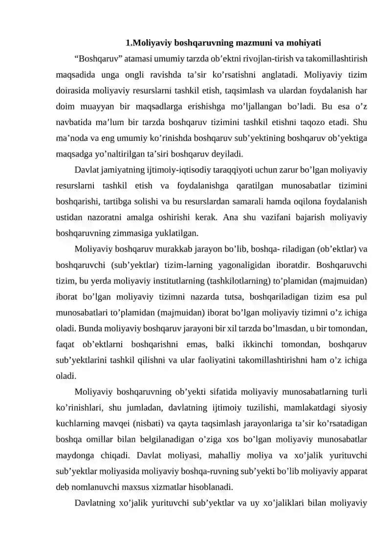 MOLIYA BOSHQARUV ORGANLARI VA ULARNING VAZIFALARI 4