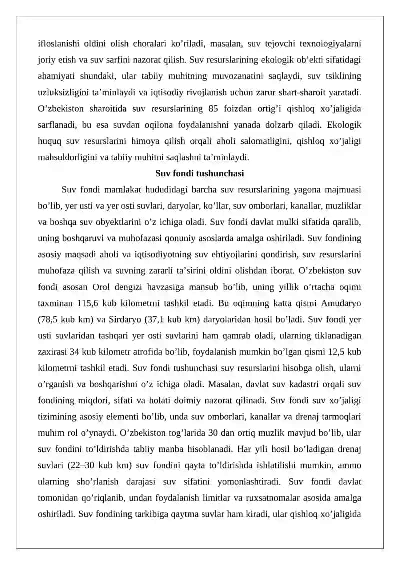 Suv va suvdan foydalanishni ekologik-huquqiy tartibga qilish 4