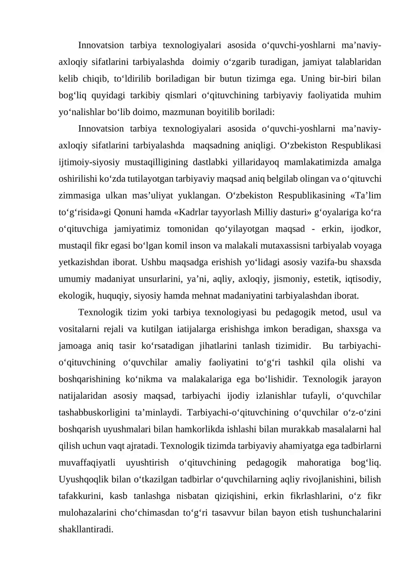 O’qituvchining tarbiya texnologiyalari asosida faoliyat olib borishi 4