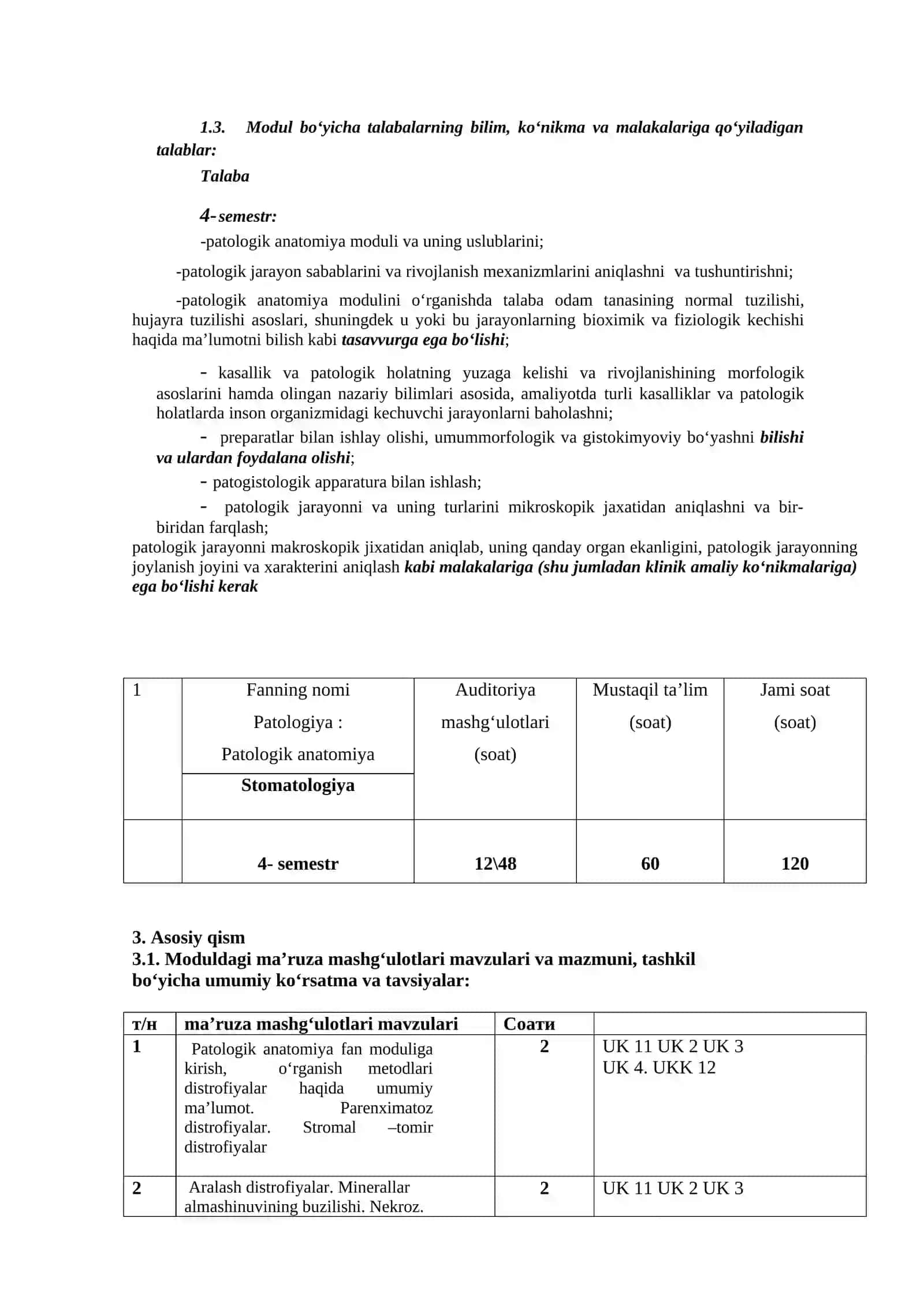 PATOLOGIK ANATOMIYA ISHCHI MODUL DASTURI 4