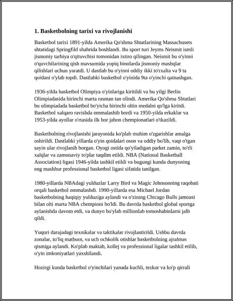 BASKETBOLL SPORT O‘YINLARI HAQIDA 4