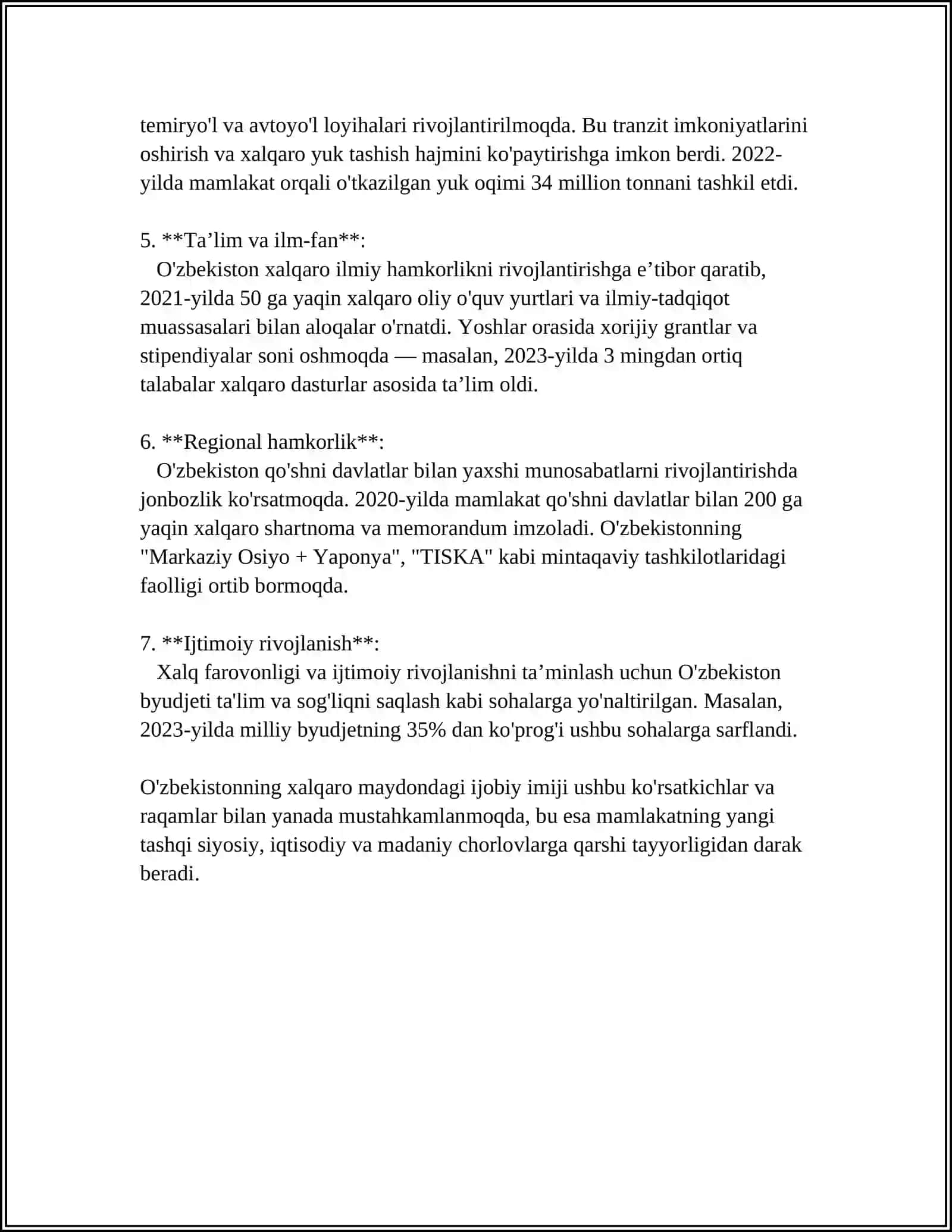 O‘ZBEKISTON RESPUBLIKASINING NUFUZINI ORTIB BORISHI 4