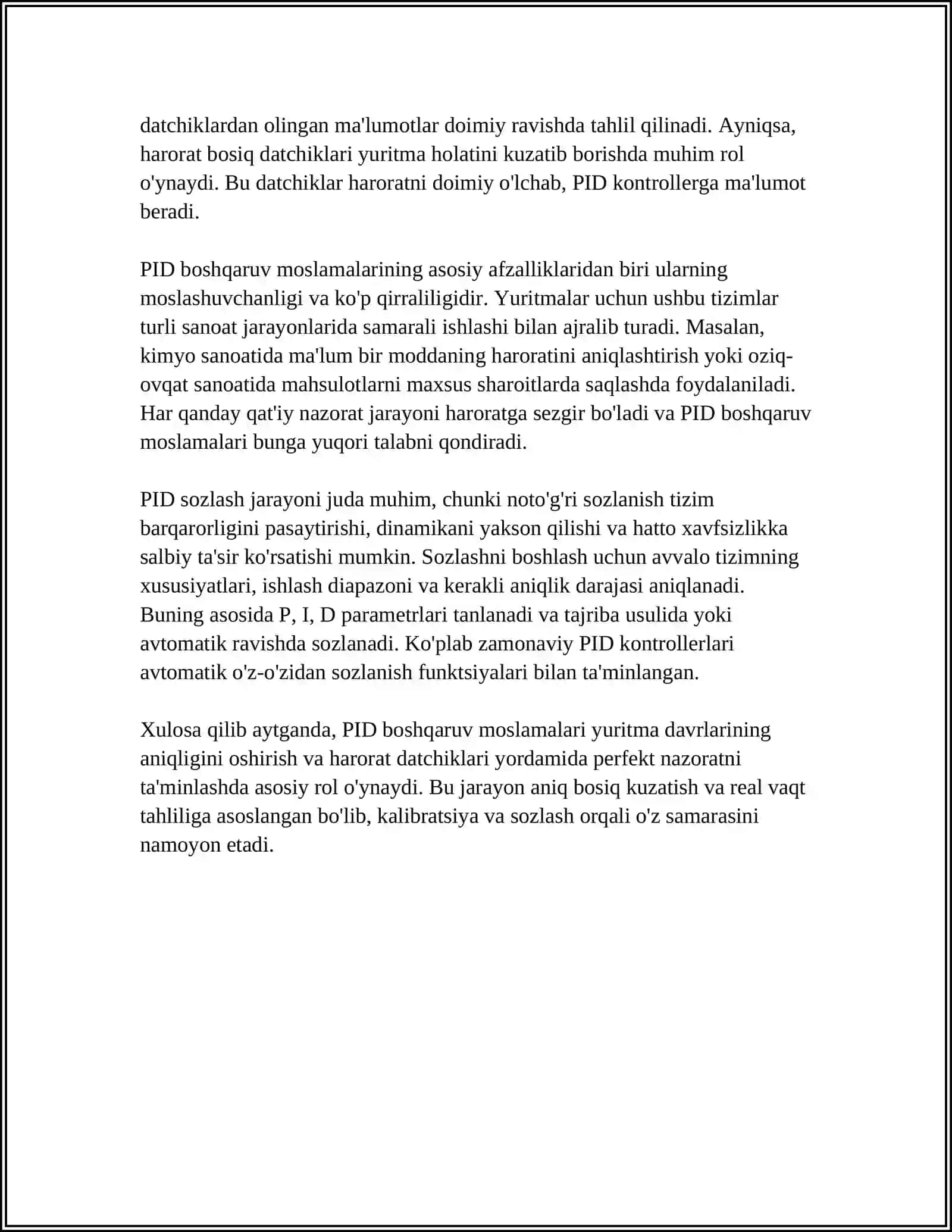 YURITMALAR UCHUN PID BOSHQARUV MOSLAMALARI 4