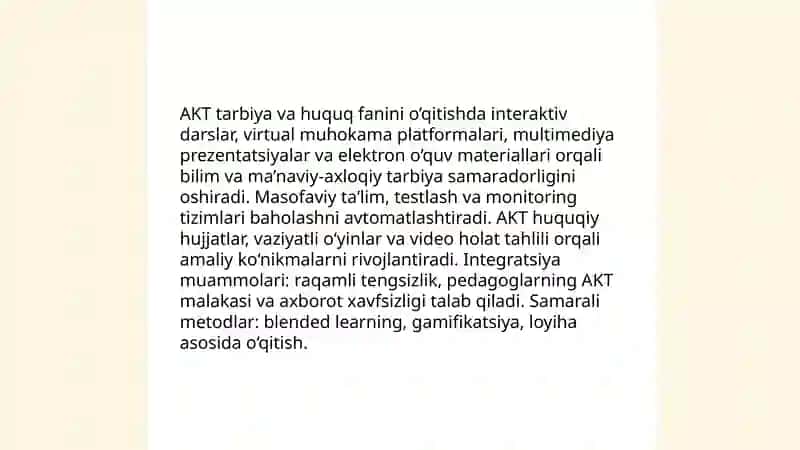 Tarbiya fanini o’qitishda interaktiv pedagogik texnologiyalarning o’rni 4