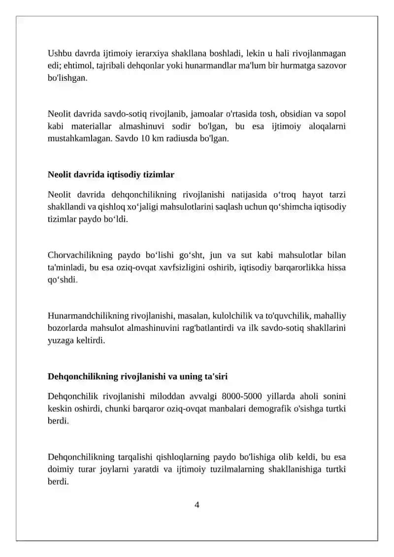 Neolit davrida jamiyatlar taraqqiyoti darajalari. Makrolit qurollar 4