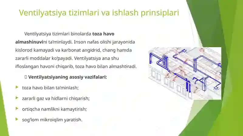 Isitish, ventilyatsiya va havoni tozalash tizimlari 4