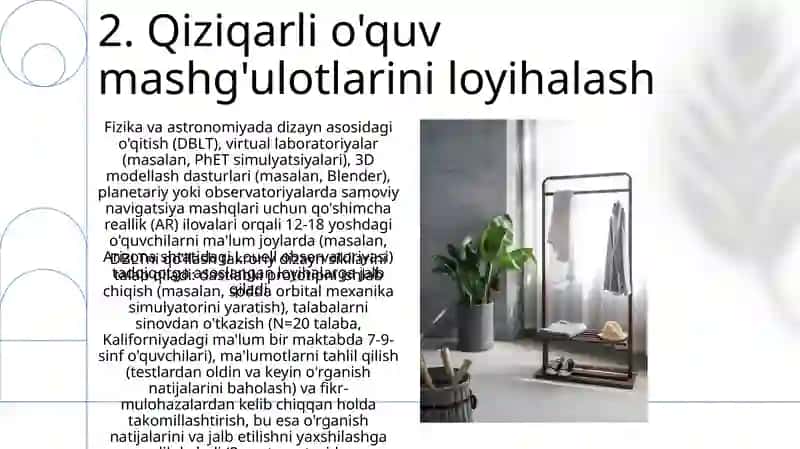Fizika va astronomiya taʼlimida loyihalashtirish taʼlim texnologiyalarini qoʻllash metodikasi 4