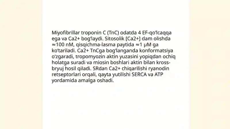 Mushak kontraksiyasini tartibga soluvchi ionlar va mediatorlar (Ca² Na K) 4