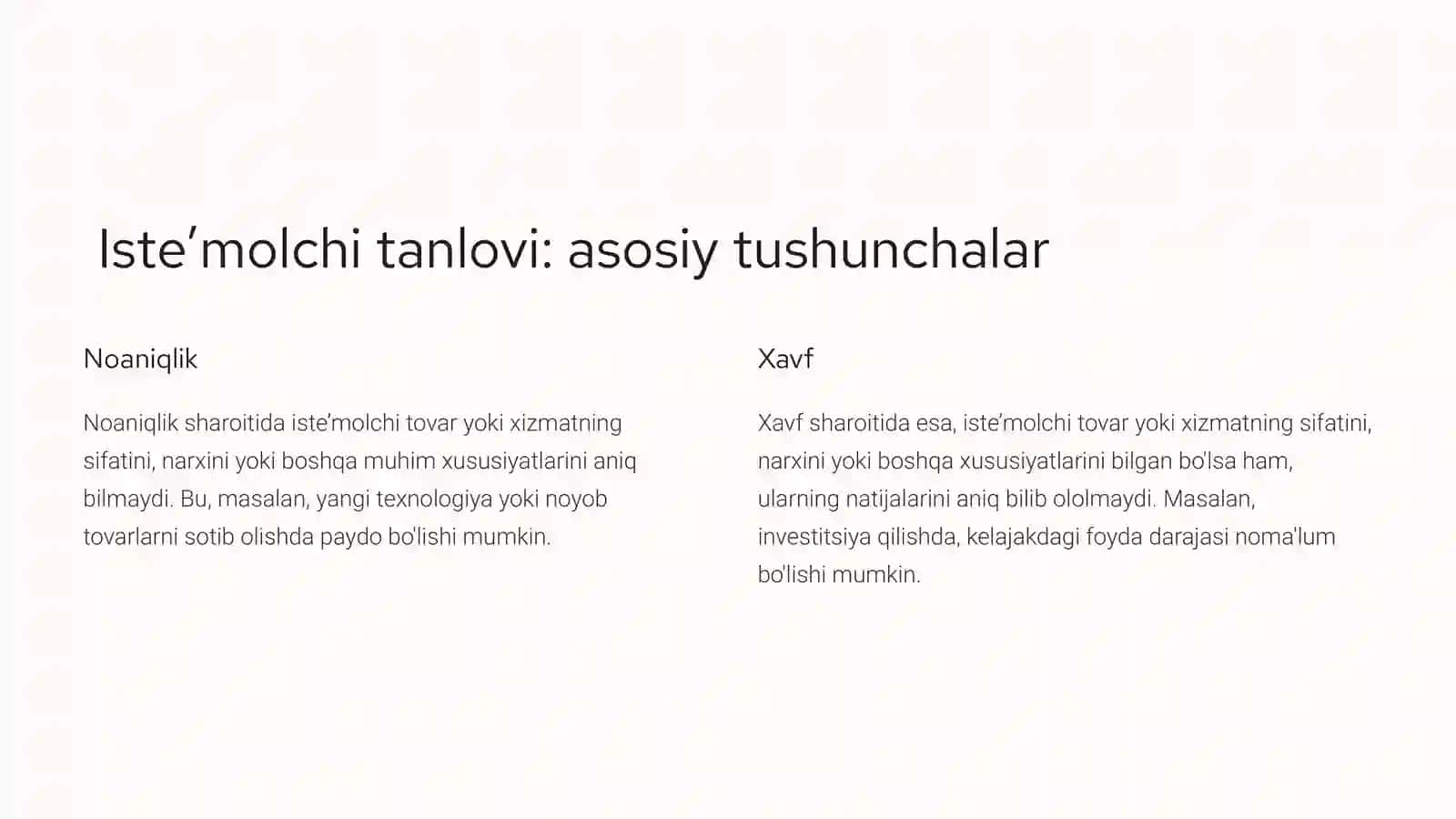 Noaniqlik va xavf sharoitida iste’molchi tanlovi 4