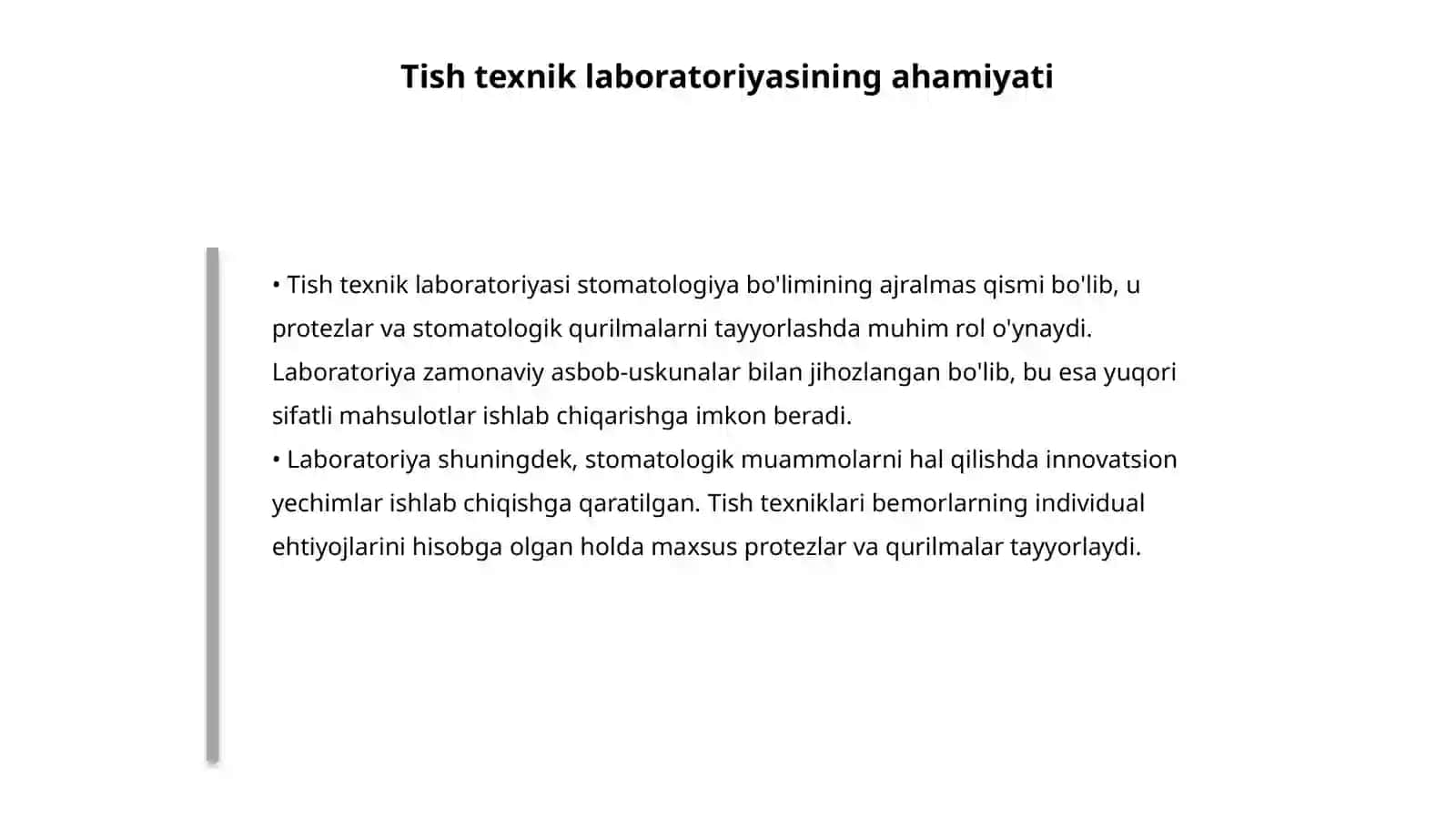 Ortopedik Stomatologiya bõlimi va tish texnik laboratoriyasi faoliyatini tashkil etish 4