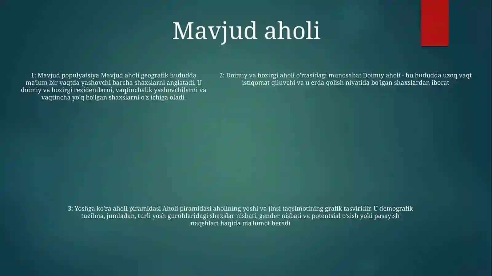 Aholi Kategoriyalari: Doimiy Va Mavjud Aholi 4