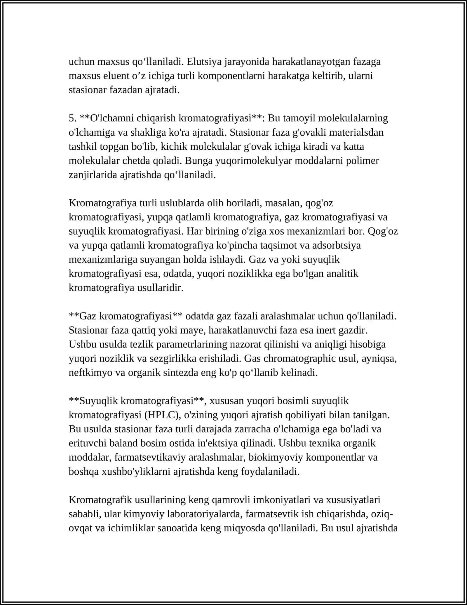 XROMATOGRAFIK AJRATISH USULLARINING TEXNOLOGIYADA QÒLLANILISHI 4